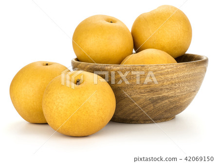 Fresh Nashi golden pear isolated on white Fresh Nashi golden pear isolated on white 42069150
