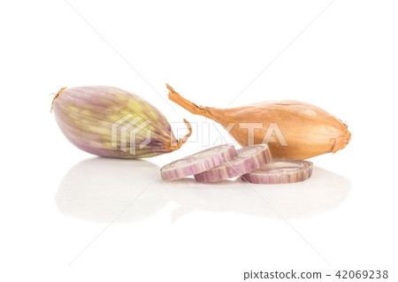 Fresh raw long shallot onion isolated on white Fresh raw long shallot onion isolated on white 42069238