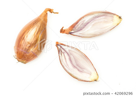 Fresh raw long shallot onion isolated on white 42069296