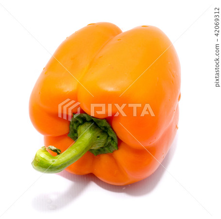 Fresh orange paprika isolated on white Fresh orange paprika isolated on white 42069312