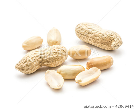 Raw peanut isolated on white Raw peanut isolated on white 42069414