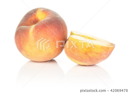 Fresh Raw yellow peach isolated on white Fresh Raw yellow peach isolated on white 42069478