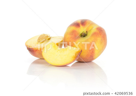 Fresh Raw yellow peach isolated on white Fresh Raw yellow peach isolated on white 42069536