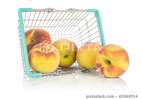 Fresh Raw yellow peach isolated on white Fresh Raw yellow peach isolated on white 42069554