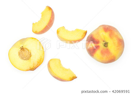 Fresh Raw yellow peach isolated on white Fresh Raw yellow peach isolated on white 42069591