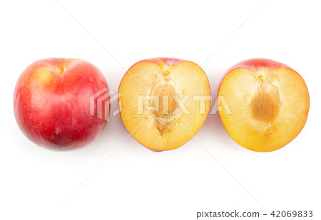 Fresh Red Plum isolated on white 42069833