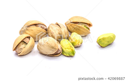 Salted pistachio isolated on white 42069887