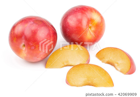 Fresh Red Plum isolated on white Fresh Red Plum isolated on white 42069909