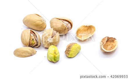 Salted pistachio isolated on white 42069933