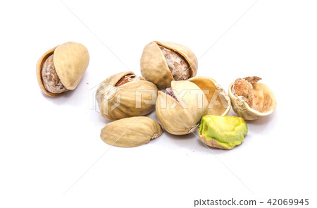 Salted pistachio isolated on white 42069945