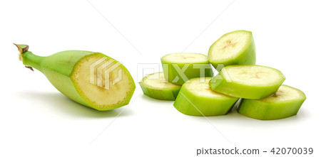 Fresh raw plantain isolated on white Fresh raw plantain isolated on white 42070039