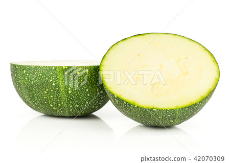 Fresh raw round Zucchini isolated on white Fresh raw round Zucchini isolated on white 42070309