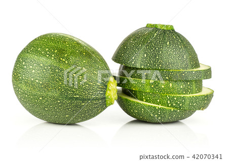 Fresh raw round Zucchini isolated on white Fresh raw round Zucchini isolated on white 42070341