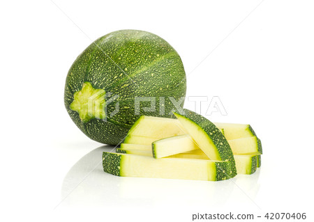 Fresh raw round Zucchini isolated on white Fresh raw round Zucchini isolated on white 42070406