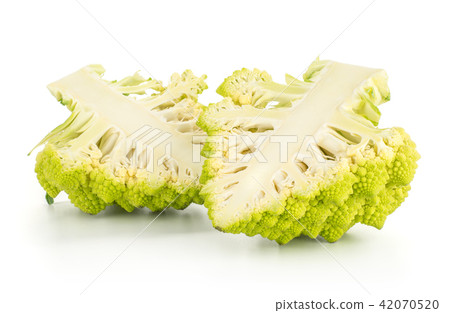 Fresh green romanesco cauliflower isolated white Fresh green romanesco cauliflower isolated white 42070520