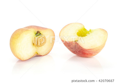 Fresh raw saturn peach isolated on white 42070687