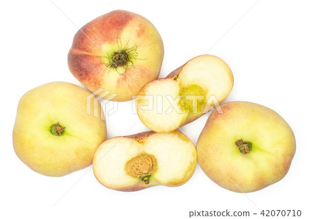 Fresh raw saturn peach isolated on white Fresh raw saturn peach isolated on white 42070710