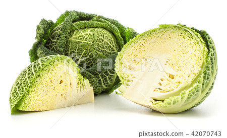 Fresh Savoy Cabbage isolated on white Fresh Savoy Cabbage isolated on white 42070743