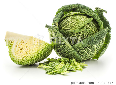 Fresh Savoy Cabbage isolated on white Fresh Savoy Cabbage isolated on white 42070747