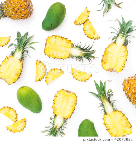 Tropical pattern of pineapple and mango fruits 42073983