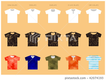 T卹脖子各種郵票和水彩畫 42074193