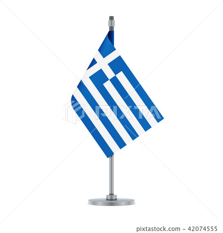 Greek flag hanging on the metallic pole Greek flag hanging on the metallic pole 42074555