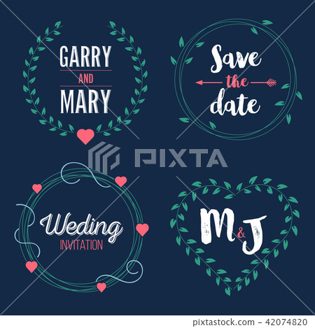 Creative vector illustration of save the date wedding witn name set isolated on background. Art Creative vector illustration of save the date wedding witn name set isolated on background. Art 42074820
