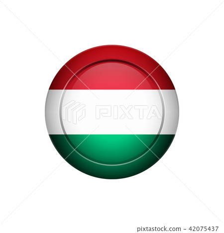 Hungarian flag on the round button, vector 42075437