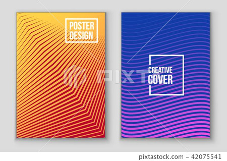 Creative vector illustration of minimal geometric halftone gradient covers set background. For art Creative vector illustration of minimal geometric halftone gradient covers set background. For art 42075541