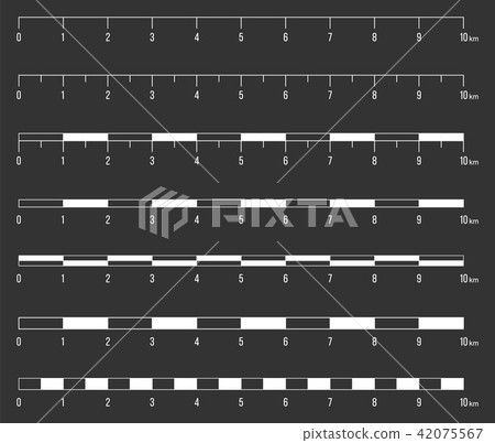 Creative vector illustration of map scale line set isolated on transparent background. Art design Creative vector illustration of map scale line set isolated on transparent background. Art design 42075567