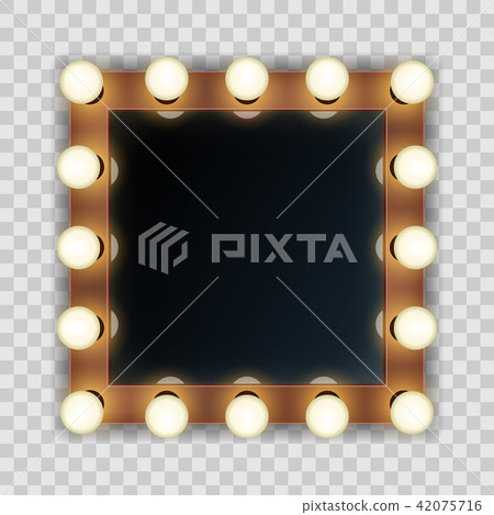 Creative vector illustration of makeup frame with light, volumetric marquee mirror isolated on 42075716