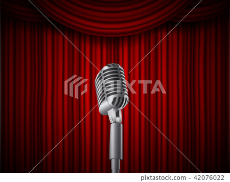 Creative vector illustration of retro vintage concert microphones on stand isolated on transparent Creative vector illustration of retro vintage concert microphones on stand isolated on transparent 42076022