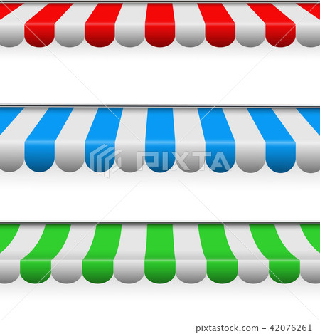 Creative vector illustration of colored striped awnings set for shop, restaurants and market store 42076261