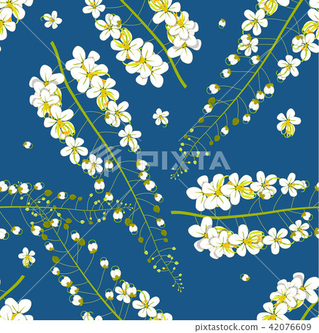 Cassia Fistula - Golden Shower on Blue Background 42076609