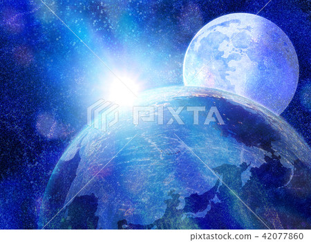 神奇的月亮和宇宙的太陽圖像 - 地球的黎明 42077860