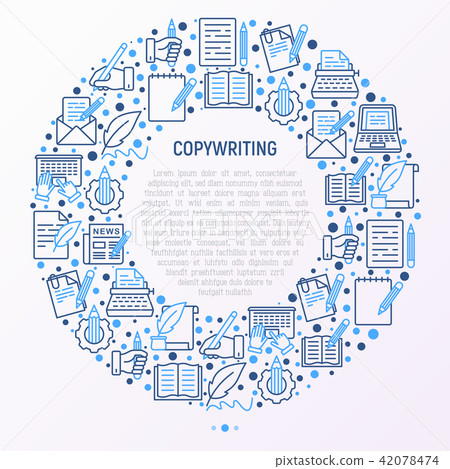Copywriting concept in circle with thin line icons 42078474
