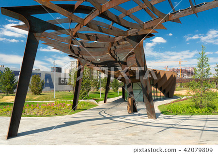 Tufeleva roscha architecture park in Moscow. Summer day at landscape park walk 42079809
