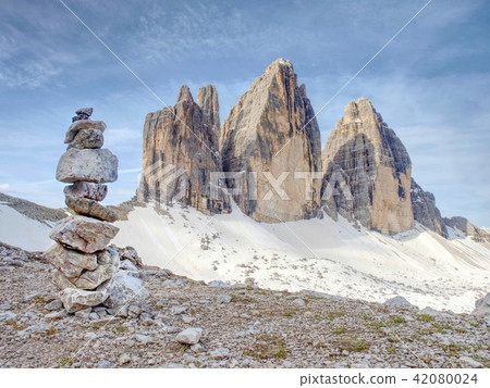 Pyramid on Alpine gravel  at Tre Cime di Lavaredo 42080024