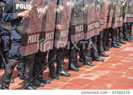 Riot police control the crowd.. 42080229