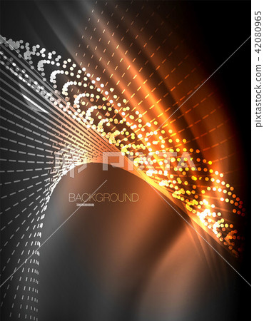Smooth light effect, straight lines on glowing shiny neon dark background. Energy technology idea Smooth light effect, straight lines on glowing shiny neon dark background. Energy technology idea 42080965