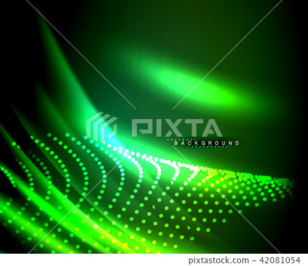 Neon glowing techno lines, hi-tech futuristic abstract background template with square shapes Neon glowing techno lines, hi-tech futuristic abstract background template with square shapes 42081054
