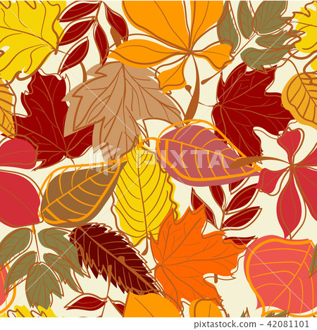 Hand drawn Autumn leaves seamless background - Stock Illustration ...