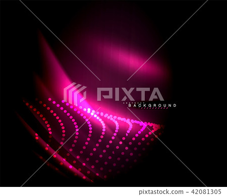 Neon glowing techno lines, hi-tech futuristic abstract background template with square shapes Neon glowing techno lines, hi-tech futuristic abstract background template with square shapes 42081305