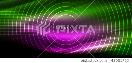 Neon glowing lines, magic energy space light concept, abstract background wallpaper design Neon glowing lines, magic energy space light concept, abstract background wallpaper design 42081763