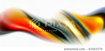 Fluid liquid mixing colors concept on light grey background, curve flow, trendy abstract layout 42082374