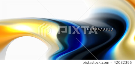 Fluid liquid mixing colors concept on light grey background, curve flow, trendy abstract layout 42082396
