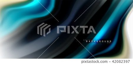 Fluid liquid mixing colors concept on light grey background, curve flow, trendy abstract layout 42082397