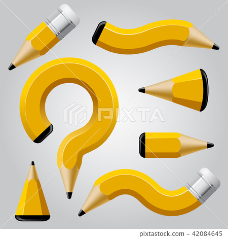 Distorted pencils set isolated on gray Distorted pencils set isolated on gray 42084645