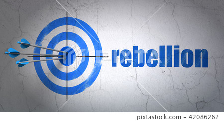 Politics concept: target and Rebellion on wall background 42086262