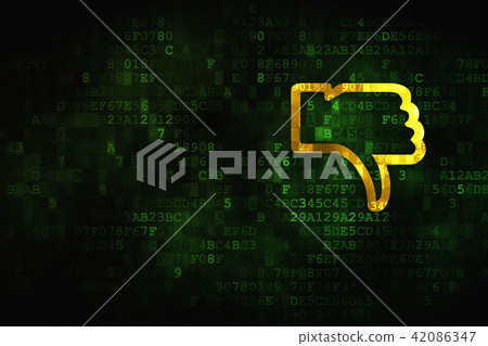 Social media concept: Thumb Down on digital background Social media concept: Thumb Down on digital background 42086347